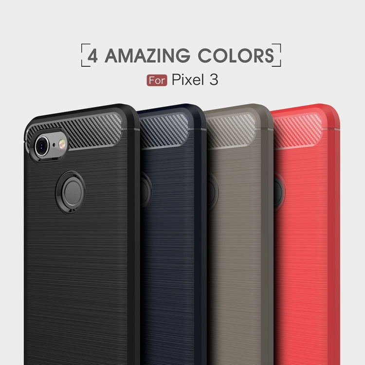 Brushed Texture Carbon Fiber Shockproof TPU Case for Google Pixel 3(Navy Blue) - Google Cases by buy2fix | Online Shopping UK | buy2fix