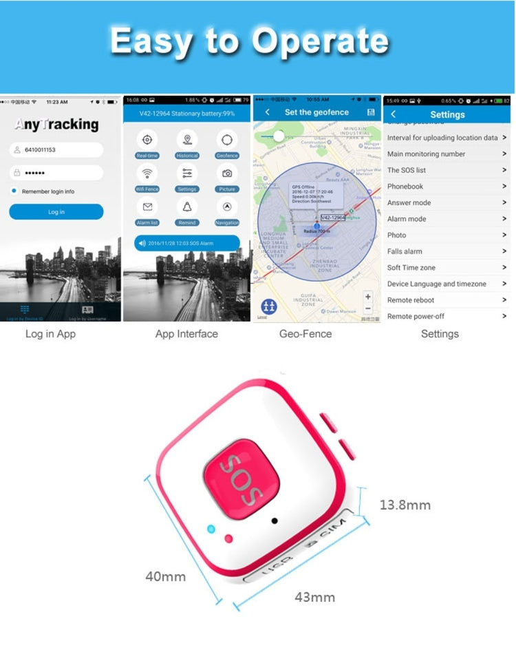 V28 Necklace Style GSM Mini LBS WiFi AGPS Tracker SOS Communicator(Blue) by buy2fix