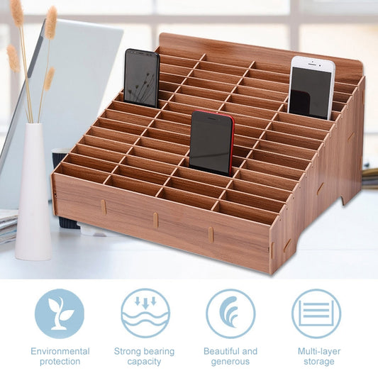 Wooden Multi-cell Mobile Phone Film Stand Desktop Accessories Display Rack, 14 Grids, Size: 21x17x16cm (Brown) - Shelf & Hooks by buy2fix | Online Shopping UK | buy2fix