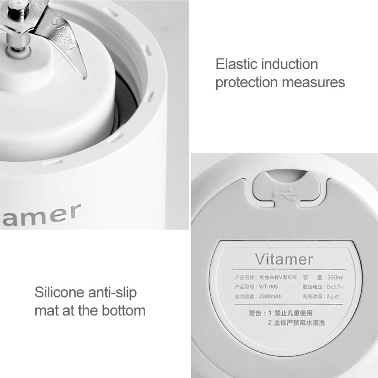 Vitamer USB Mini Portable Juicer Juice Blender Lemon Fruit Squeezers Reamers Bottle (White) - Electric juicers by buy2fix | Online Shopping UK | buy2fix