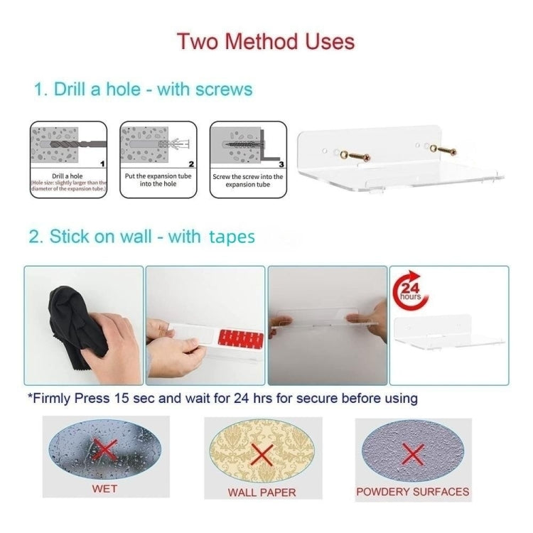 YX005 2 / Pack Acrylic Wall Hanger Holder - Shelf & Hooks by buy2fix | Online Shopping UK | buy2fix