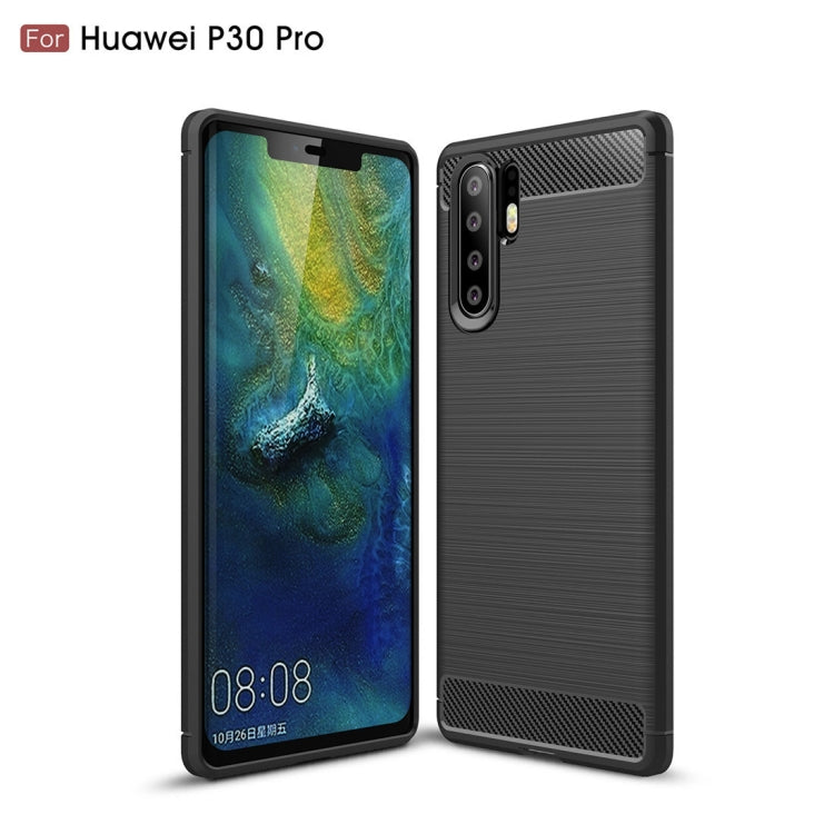 Brushed Texture Carbon Fiber Shockproof TPU Case for Huawei P30 Pro (Black) - Huawei Cases by buy2fix | Online Shopping UK | buy2fix