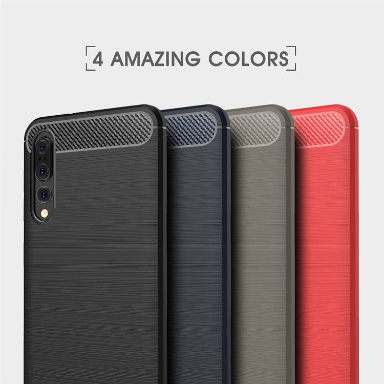 For Huawei P20 Pro Brushed Texture Carbon Fiber Shockproof TPU Protective Back Case(Black) by buy2fix