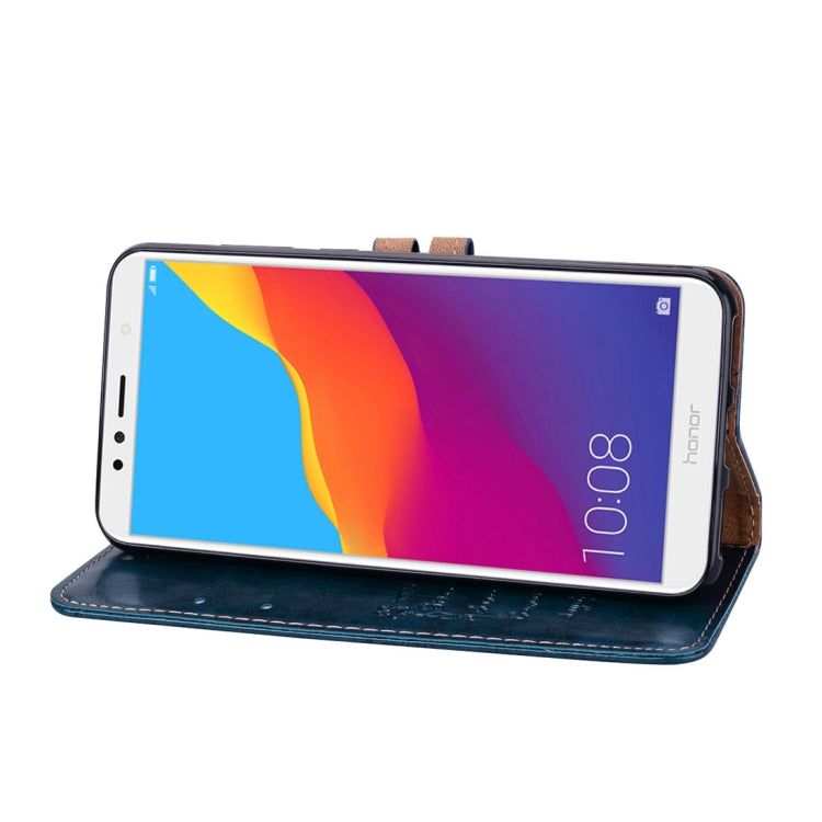 Business Style Oil Wax Texture Horizontal Flip Leather Case for Huawei Honor 7A (with fingerprint hole), with Holder & Card Slots & Wallet(Blue) - Honor Cases by buy2fix | Online Shopping UK | buy2fix
