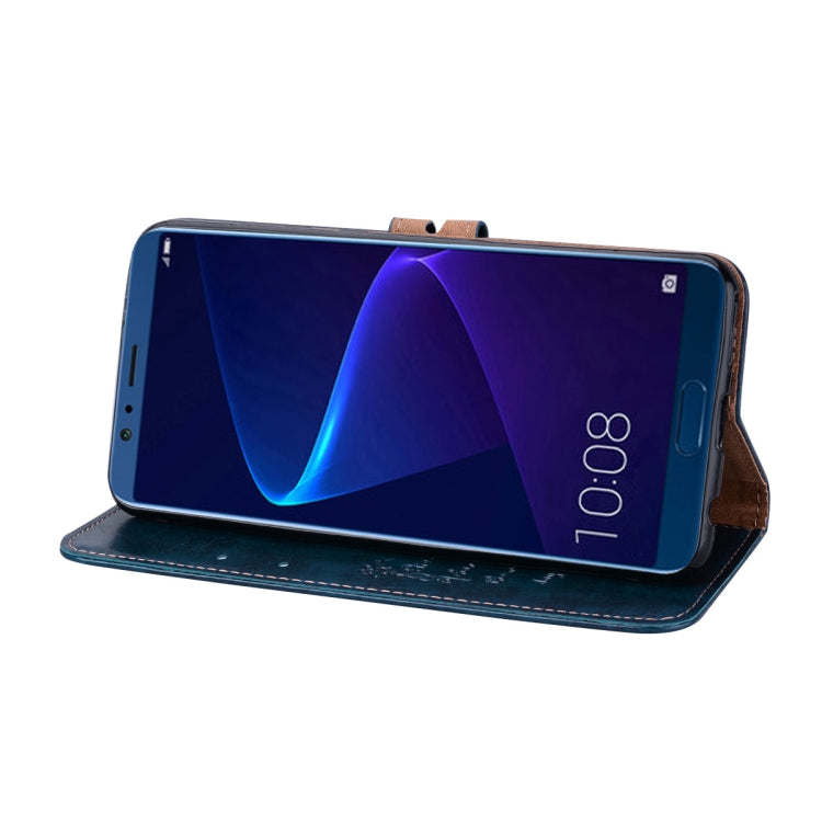 Business Style Oil Wax Texture Horizontal Flip Leather Case for Huawei Honor 10, with Holder & Card Slots & Wallet(Blue) - Honor Cases by buy2fix | Online Shopping UK | buy2fix