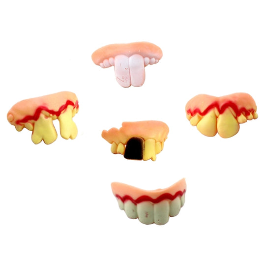 5 PCS Halloween Prank Funny Various Modelling Entire Scary Bucktooth Dentures Teeth Fake Braces for Party Club, Random Style Delivery - Halloween Prop Decorations by buy2fix | Online Shopping UK | buy2fix