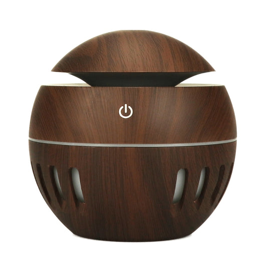 Wood Grain USB Hollowed-out Humidifier Seven Color Aromatherapy Lamp Automatic Alcohol Sprayer with Remote Control(Dark Brown-3) by buy2fix