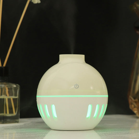 Wood Grain USB Hollowed-out Humidifier Seven Color Aromatherapy Lamp Automatic Alcohol Sprayer with Remote Control(White-3) by buy2fix