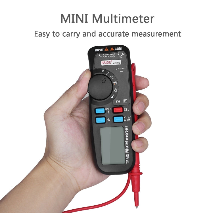 BSIDE ADM92 Handheld True RMS Digital Multimeter Auto Range 6000 Counts TRMS Tester with Live Wire Check Temp NCV Hz ohm Diode - Current & Voltage Tester by buy2fix | Online Shopping UK | buy2fix