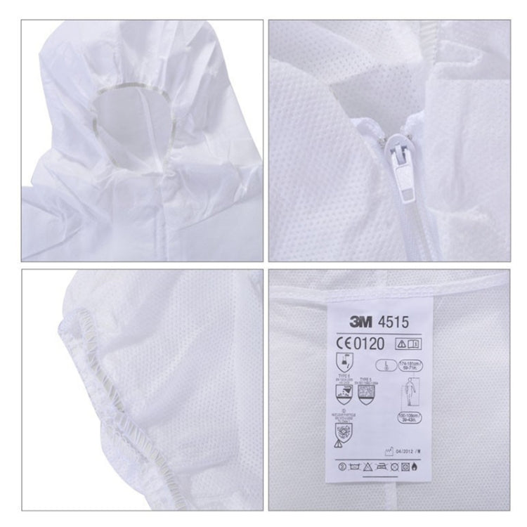 3M 4515 One-piece White Anti-static Anti-chemical Dustproof Sandblasting Suit with Cap, Size: M - Protective Clothing by buy2fix | Online Shopping UK | buy2fix