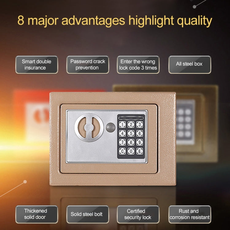 17E Home Mini Electronic Security Lock Box Wall Cabinet Safety Box with Coin-operated Function(Bronze) - Safety Box by buy2fix | Online Shopping UK | buy2fix