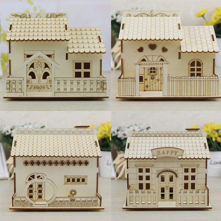 Creative Wooden Night Light Villa Money Coin Storage Box, Random Pattern Delivery by buy2fix