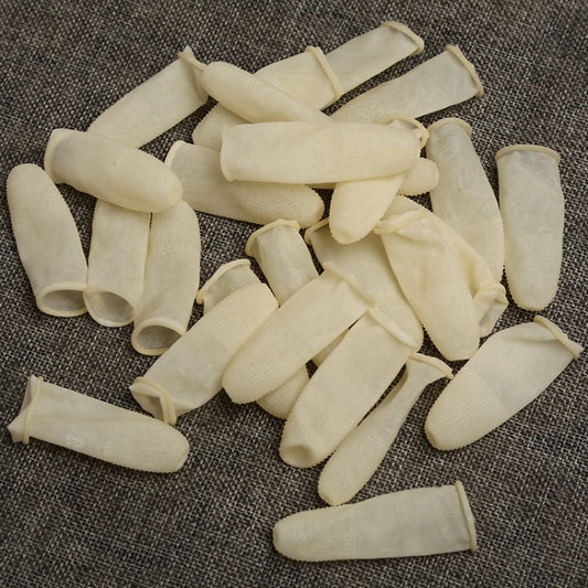 100pcs / Pack Antistatic Antislip Durable Fingertips Latex Protective Gloves, Size: L, 2.8*6.5cm(Khaki) by buy2fix