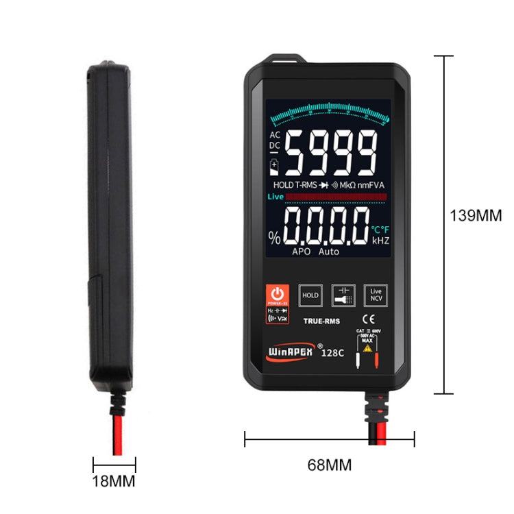 HY128C Color Screen Ultra-thin Touch Smart Digital Multimeter Fully Automatic High Precision True Effective Value Multimeter - Digital Multimeter by buy2fix | Online Shopping UK | buy2fix