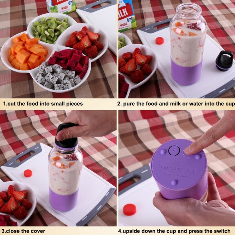 Bingo 500ml Mini Portable USB Rechargeable Electric Juicer Cup Juicer Blender, 22000 Revolutions Per Minute(Pink) - Electric juicers by buy2fix | Online Shopping UK | buy2fix