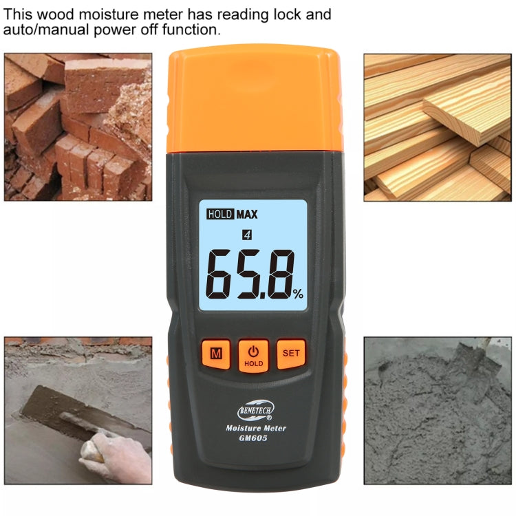 BENETECH GM605 Digital Wood Moisture Meter Humidity Tester Timber Damp Detector - PH & Moisture Meter by BENETECH | Online Shopping UK | buy2fix