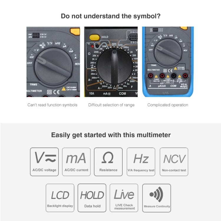 BSIDE ADMS6 High-precision Fully Automatic Small Digital Intelligent Multimeter with HD Digital Display & Shockproof Cover, Support Function Range Switch & Double-sided Pen Holder (Red) - Digital Multimeter by buy2fix | Online Shopping UK | buy2fix