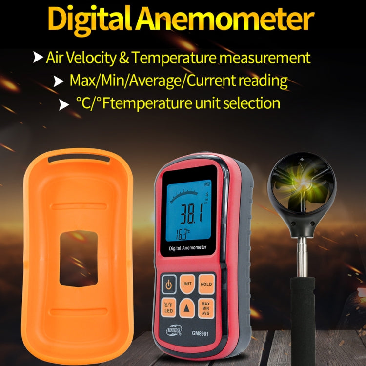 BENETECH GM8901+ High Accuracy Anemometer Wind Speed Gauge Temperature Measure Digital LCD Display Meter Measuring Tool by BENETECH