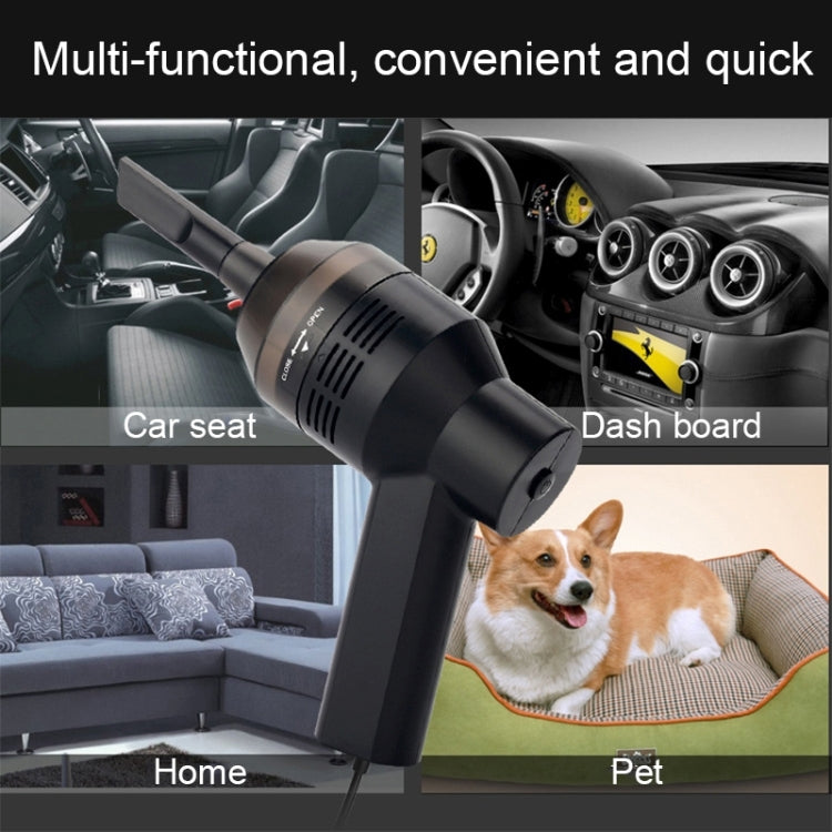HK-6019A 3.5W Portable USB Powerful Suction Cleaner Computer Keyboard Brush Nozzle Dust Collector Handheld Sucker Clean Kit for Cleaning Laptop PC / Pets, USB Cable Length: 1.8m, DC 5V(Black) by buy2fix