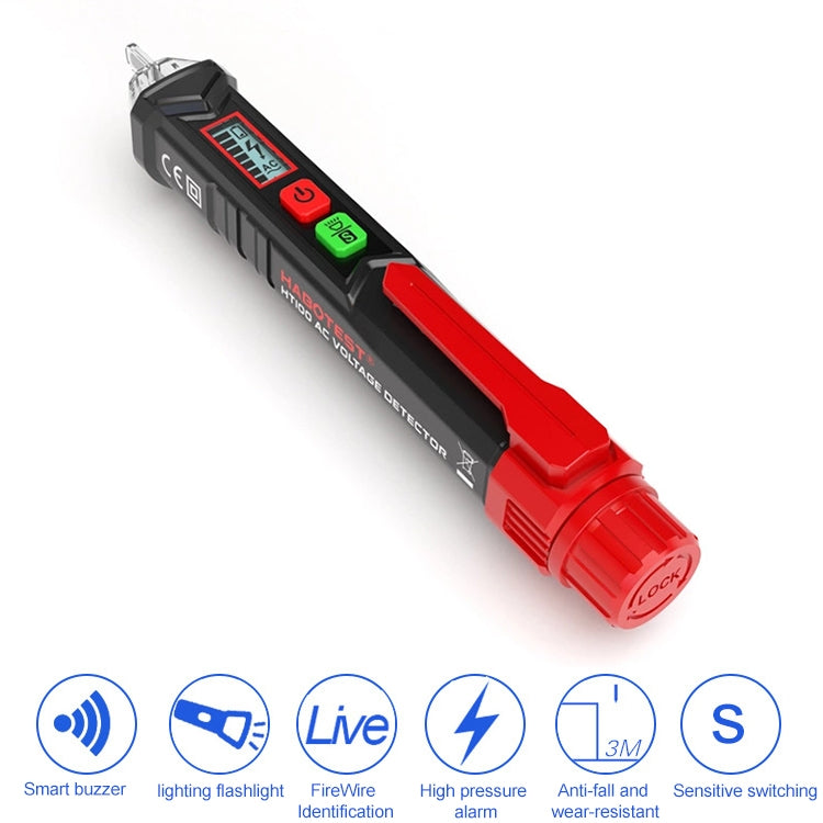 HABOTEST HT100 High-sensitivity LCD Digital Display Sound and Light Alarm Test Pen - Current & Voltage Tester by HABOTEST | Online Shopping UK | buy2fix