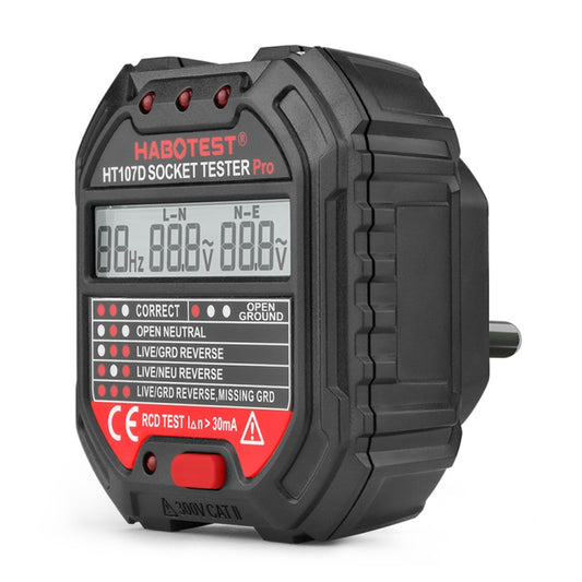 HABOTEST HT107D Multifunctional Digital Display Socket Tester (UK Plug) - Current & Voltage Tester by HABOTEST | Online Shopping UK | buy2fix