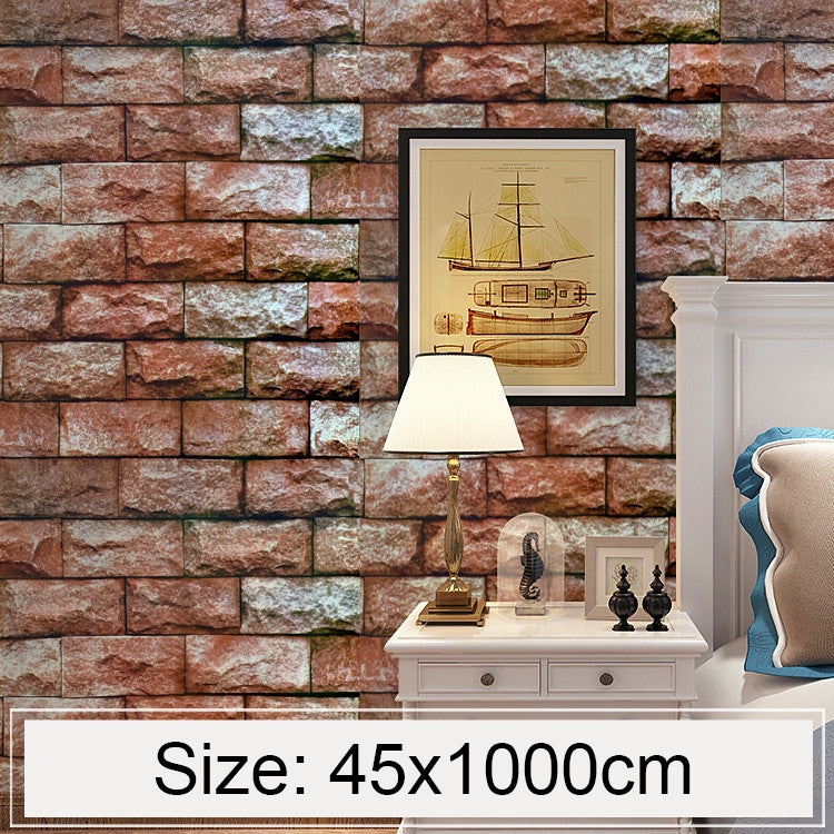 Qi Yunshi Creative 3D Stone Brick Decoration Wallpaper Stickers Bedroom Living Room Wall Waterproof Wallpaper Roll, Size: 45 x 1000cm by buy2fix