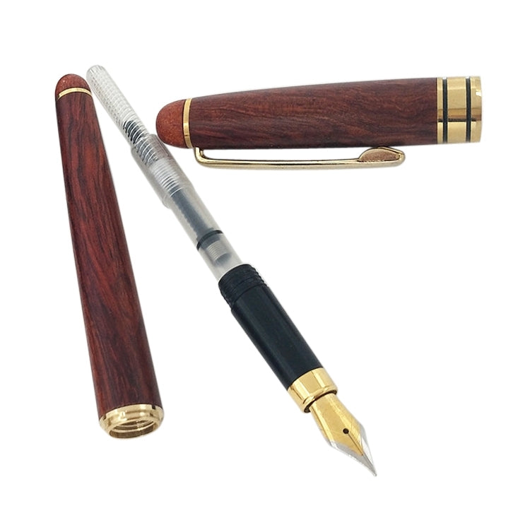 School Office Extra Fine 0.7mm Nib Transparent Piston Wooden Fountain Ink Pen by buy2fix