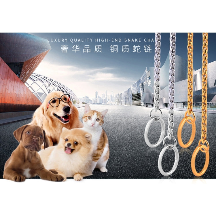Pet Collars Pet Neck Strap Dog Neckband Snake Chain Dog Chain Solid Metal Chain Dog Collar,Length:40cm(Silver) by buy2fix