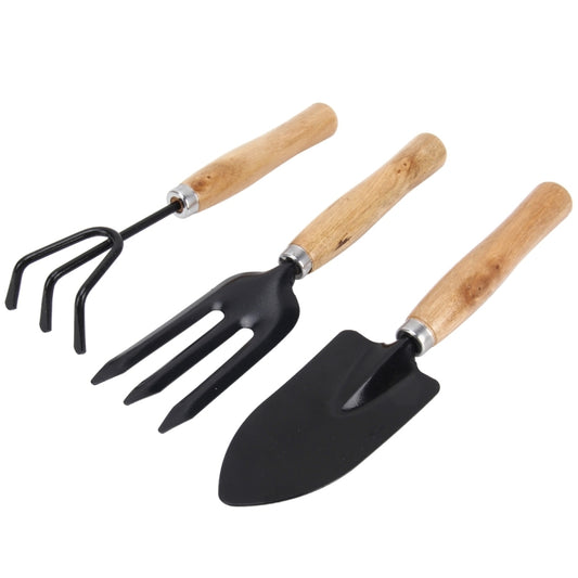 Rake Shovel Digging Trowel 3 in 1 Wooden Handle Metal Head Mini Garden Plant Tool Gardening Tool Garden Flower Tools Garden Tools Combination Set by buy2fix