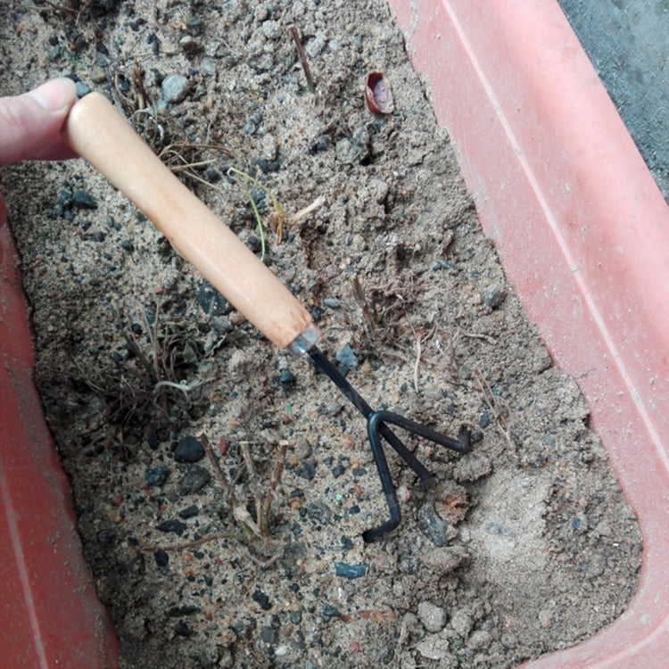 Rake Shovel Digging Trowel 3 in 1 Wooden Handle Metal Head Mini Garden Plant Tool Gardening Tool Garden Flower Tools Garden Tools Combination Set - Garden Hand Tools by buy2fix | Online Shopping UK | buy2fix