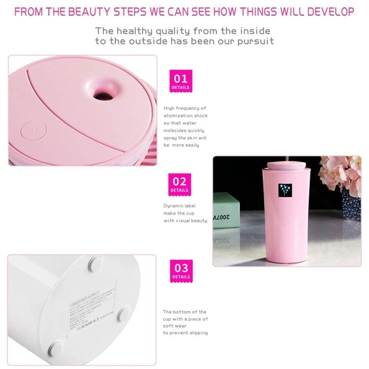 Small-3 2W Humidifier Moisture Meter Moisturizing Instrument with LED Night Light, Water Tank Capacity: 260ml(Pink) - Air Purifiers & Accessories by buy2fix | Online Shopping UK | buy2fix