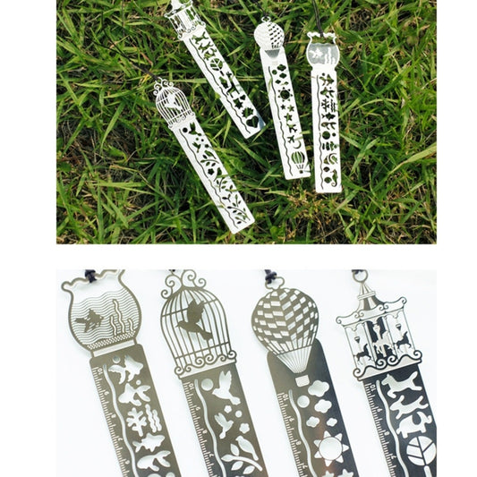 5 PCS Delicate Hollow Out Pattern Bookmark Ultra-thin Metal Bookmark Tape Ruler Fashion Bookmarks for School Office Supplies, Random Pattern Delivery by buy2fix