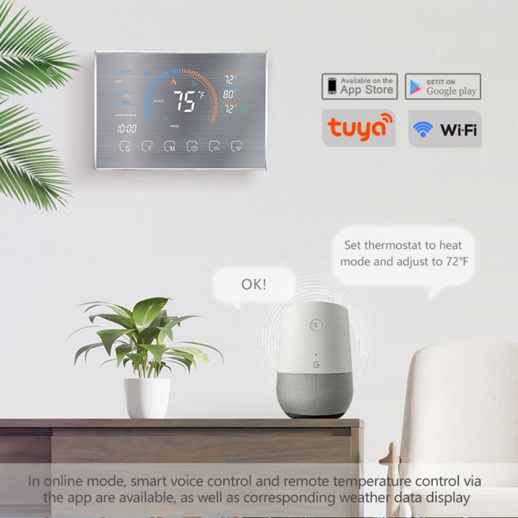 BHP-8000-WIFI-W 3H2C Smart Home Heat Pump Round Room Mirror Housing Thermostat with Adapter Plate & WiFi, AC 24V(White) - Thermostat & Thermometer by buy2fix | Online Shopping UK | buy2fix