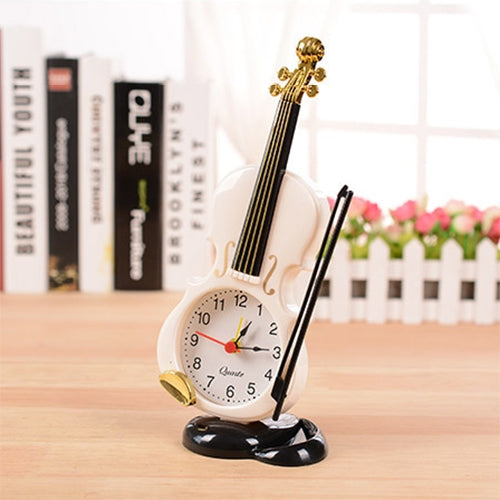 Multi-functional Originality Violin Electronics Pointer Alarm Clock with Pen Holder (White) - Alarm Clocks by buy2fix | Online Shopping UK | buy2fix