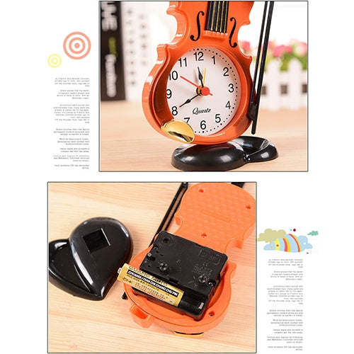 Multi-functional Originality Violin Electronics Pointer Alarm Clock with Pen Holder (White) - Alarm Clocks by buy2fix | Online Shopping UK | buy2fix