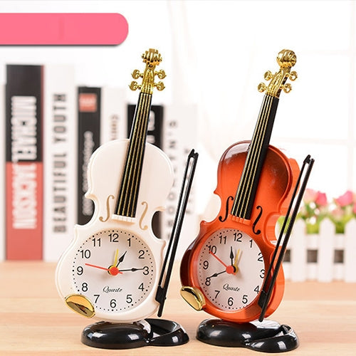 Multi-functional Originality Violin Electronics Pointer Alarm Clock with Pen Holder (White) - Alarm Clocks by buy2fix | Online Shopping UK | buy2fix