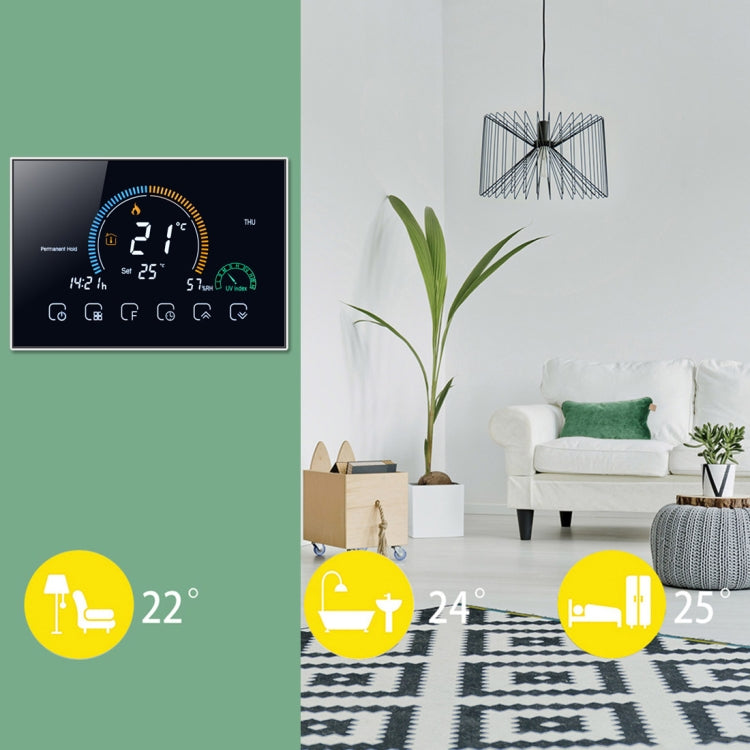 BHT-8000-GALW Control Water Heating Energy-saving and Environmentally-friendly Smart Home Negative Display LCD Screen Round Room Thermostat with WiFi(Black) - Thermostat & Thermometer by buy2fix | Online Shopping UK | buy2fix