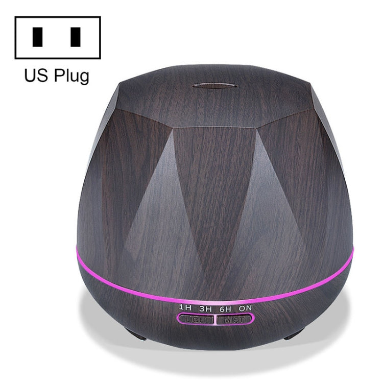 Diamond Wood Grain Remote Control Ultrasonic Humidifier Aromatherapy Machine Automatic Alcohol Sprayer with LED Lights, Capacity: 400mL, US Plug (Dark Wood Color) - Air Purifiers & Accessories by buy2fix | Online Shopping UK | buy2fix