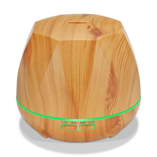 Diamond Wood Grain Remote Control Ultrasonic Humidifier Aromatherapy Machine Automatic Alcohol Sprayer with LED Lights, Capacity: 400mL, US Plug (Light Wood Color) by buy2fix