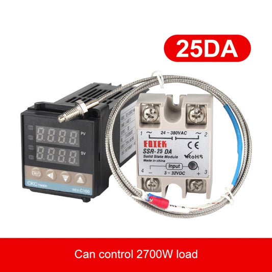 REX-C100 Thermostat + Thermocouple + SSR-25 DA Solid State Module Intelligent Temperature Control Kit by buy2fix