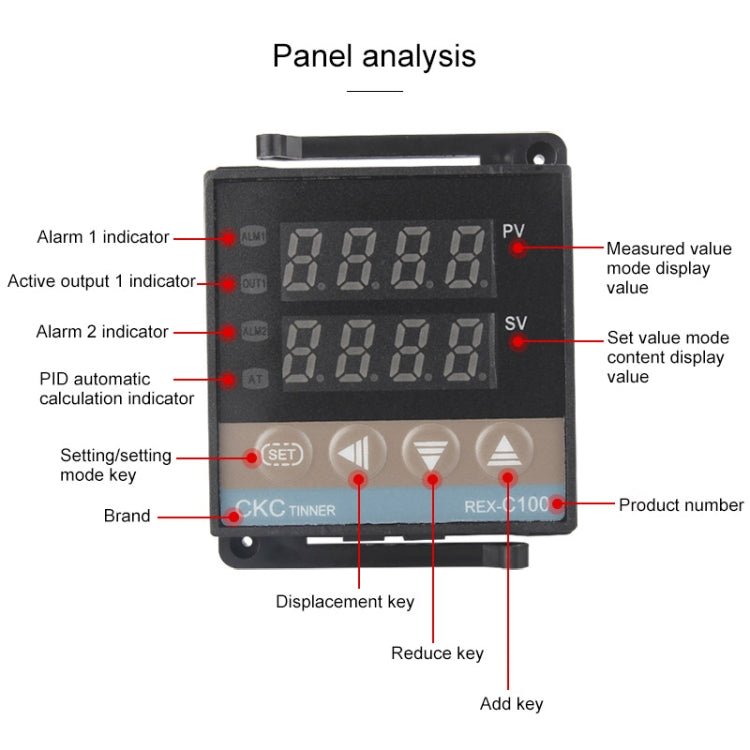 REX-C100 Thermostat + Thermocouple + SSR-60 DA Solid State Module Intelligent Temperature Control Kit - Components Kits by buy2fix | Online Shopping UK | buy2fix