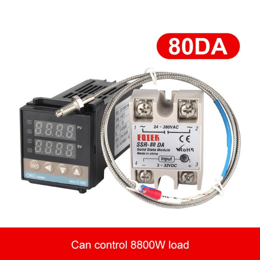 REX-C100 Thermostat + Thermocouple + SSR-80 DA Solid State Module Intelligent Temperature Control Kit by buy2fix