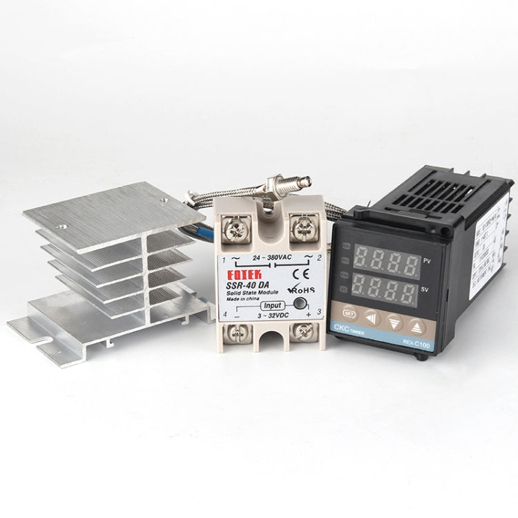 6600W REX-C100 Thermostat + Heat Sink + Thermocouple + SSR-60 DA Solid State Module Intelligent Temperature Control Kit - Components Kits by buy2fix | Online Shopping UK | buy2fix