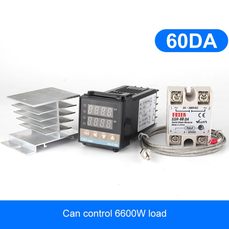 6600W REX-C100 Thermostat + Heat Sink + Thermocouple + SSR-60 DA Solid State Module Intelligent Temperature Control Kit - Components Kits by buy2fix | Online Shopping UK | buy2fix