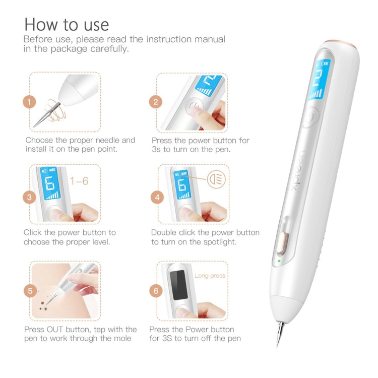 XPREEN XPRE051 Professional Wireless Rechargeable Mole Freckle Dark Spots Tattoo Wart Removal Pen Skin Tag Spot Eraser Pro Beauty Sweep Spot Pen Kit With LED Screen & Spotlight(White) - Beauty Instrument by Xpreen | Online Shopping UK | buy2fix