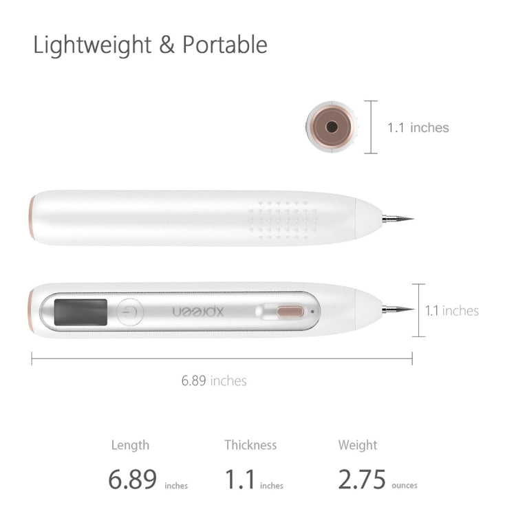 XPREEN XPRE051 Professional Wireless Rechargeable Mole Freckle Dark Spots Tattoo Wart Removal Pen Skin Tag Spot Eraser Pro Beauty Sweep Spot Pen Kit With LED Screen & Spotlight(White) - Beauty Instrument by Xpreen | Online Shopping UK | buy2fix