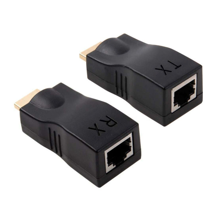 HDMI to RJ45 Extender Adapter (Receiver & Transmitter) by Cat-5e/6 Cable, Support HDCP, Transmission Distance: 30m(Black) - by buy2fix | Online Shopping UK | buy2fix