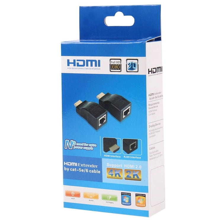 HDMI to RJ45 Extender Adapter (Receiver & Transmitter) by Cat-5e/6 Cable, Support HDCP, Transmission Distance: 30m(Black) - by buy2fix | Online Shopping UK | buy2fix