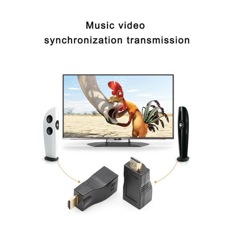 HDMI to RJ45 Extender Adapter (Receiver & Transmitter) by Cat-5e/6 Cable, Support HDCP, Transmission Distance: 30m(Black) - by buy2fix | Online Shopping UK | buy2fix