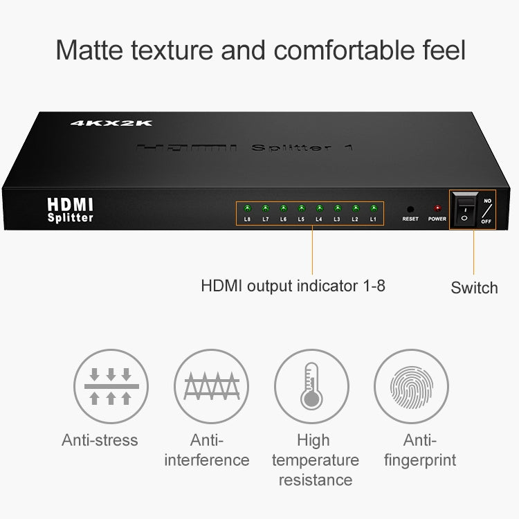 1 x 8 Full HD 1080P HDMI Splitter with Switch, Support 3D & 4K x 2K - Splitter by buy2fix | Online Shopping UK | buy2fix